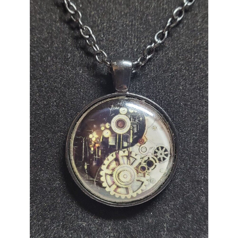 Steampunk Ying Yang Clockwork Gear Pendant Necklace